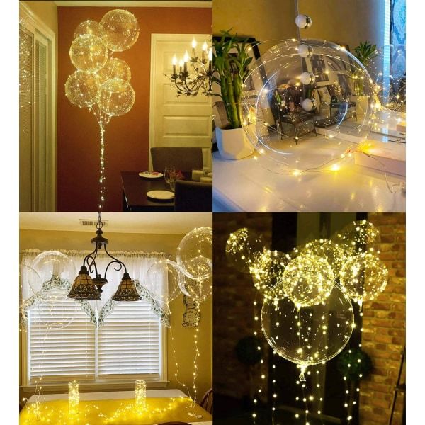 LED-balloner 10-pak, lysende balloner 20 tommer klar helium Bob