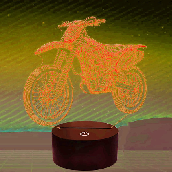 3D Motorsykkel Bil Nattlys LED Lampe Illusjon 16 Fargebytte Fjernkontroll Bord Skrivebordsdekorasjon Lamper Bursdagspresang Akrylbase USB Kabelleketøy