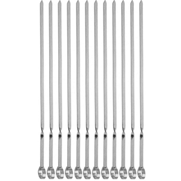 Flad metal grillspyd 35,5 cm lange rustfri stål pinde Genanvendelige