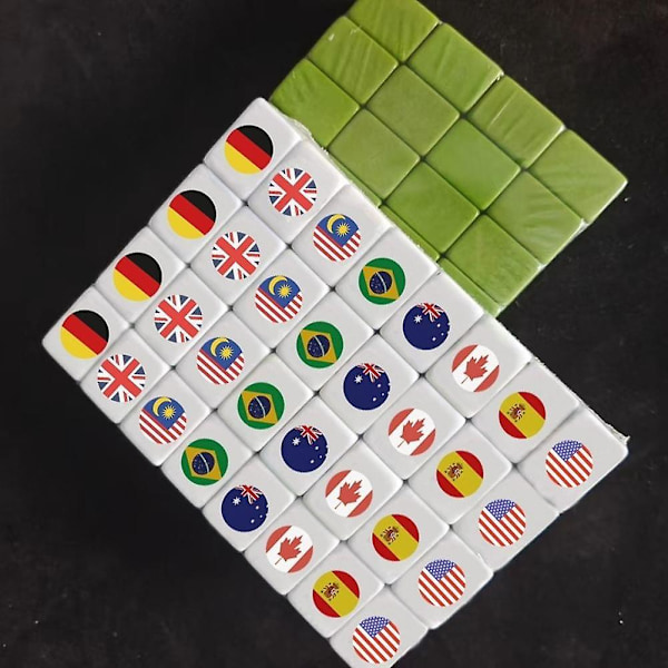Mønstrede Mahjong-fliser Nasjonalflagg Mahjong 24mm48 Ark 30mm64 Ark