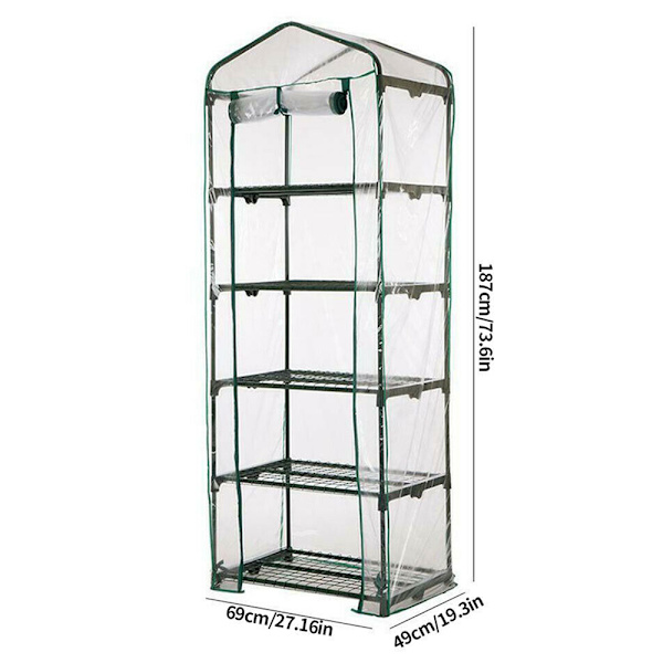 2/3/4/5 lager Mini växthus utomhus PVC-överdrag 187*49*69cm