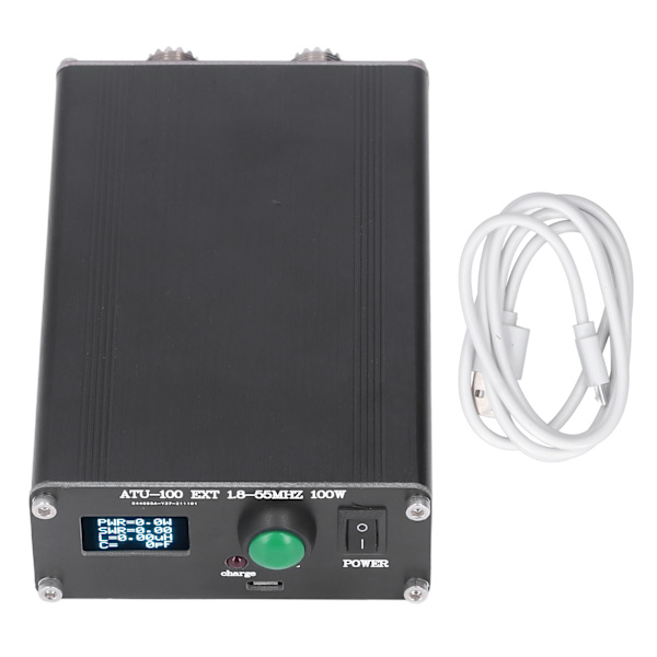 Mini automaattinen antennisovitin radiolaitteille 1.8~55MHz 0.96 tuuman näytöllä ja kotelolla ATU‑100