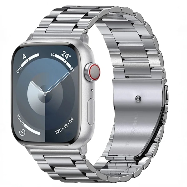 Metalliranska Apple Watch Ultra/2 49 mm, 9, 8, 7 45 mm, 41 mm: Korkealaatuinen ranneke iWatch 6, 5, 4, 3 SE 44 mm, 42 mm, 40 mm