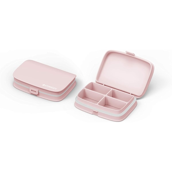 Pink Daily Pill Box Organizer Bærbar Rejse Pille Etui Medicin