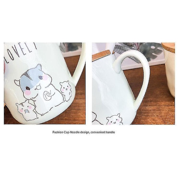 400 ml Koreansk Hamstermugg Tecknad Söt Sked Lock Grön