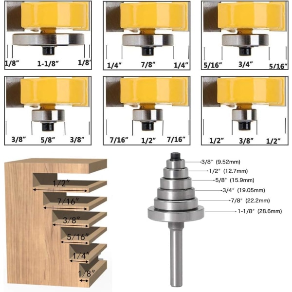 1/4 tums skaft spårfrässkärnset Träbearbetning spårfräsknivar