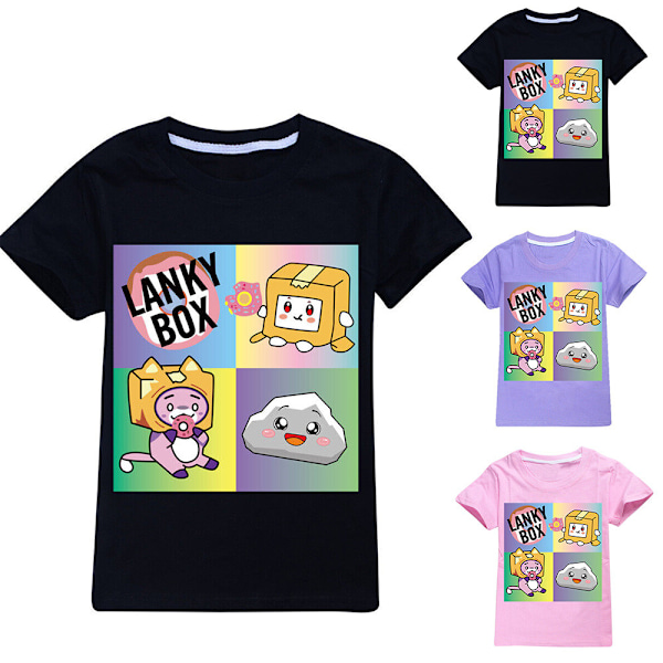 Barn Pojkar Flickor Lankybox Tryck T-shirts Kortärmad Vardaglig Toppar rosa