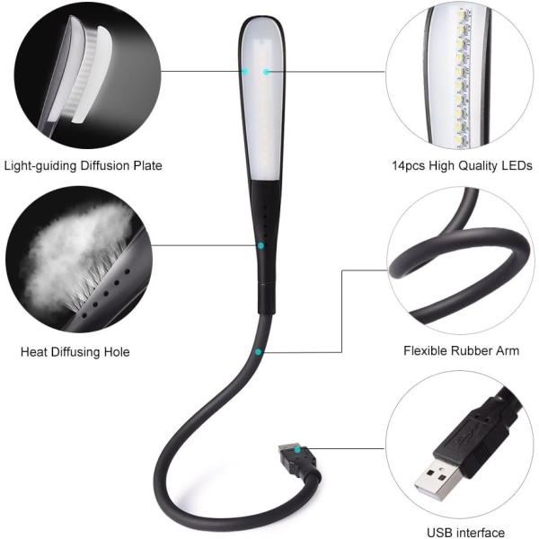 USB-lampe - Dimmerbryter med 3 lysstyrkenivåer og berøringsbryter for bærbar PC/PC