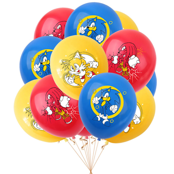 Sonic födelsedagstema festdekoration tecknad dra flagga insats ballonguppsättning D