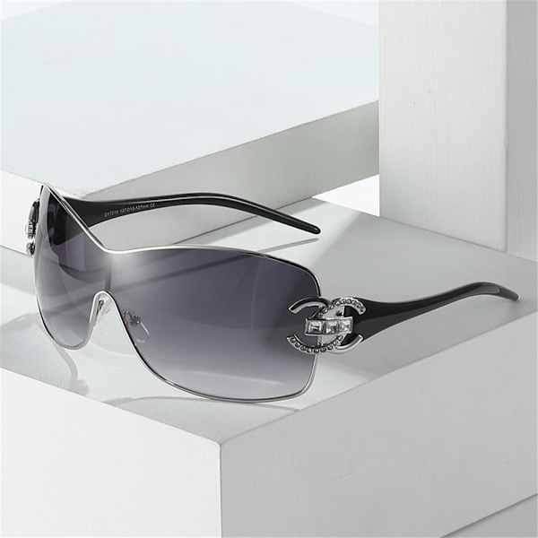 Y2K Wrap Around Aurinkolasit HOPEA/MUSTA HOPEA/MUSTA Silver/Black Silver/Black