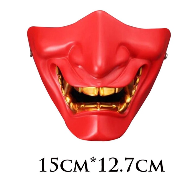 Cosplay-maske Spill Halvmaske Airsoft Oni-maske Halloween-maske RØD red