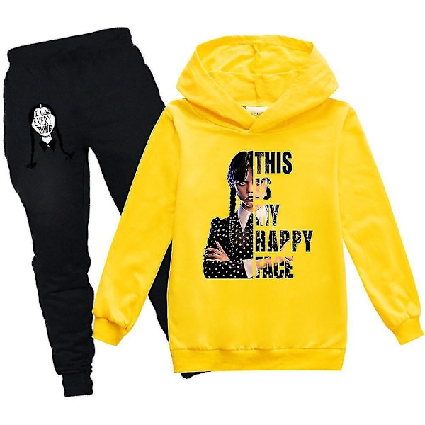 Wednesday Family Hoodie Barn Unisex Paketti Addams Paita Vaatteet V1 k keltainen yellow 160cm