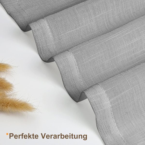 KCVV Gardiner - transparenta gardiner - med öglor - 100*250 - linnegrå - 2-pack