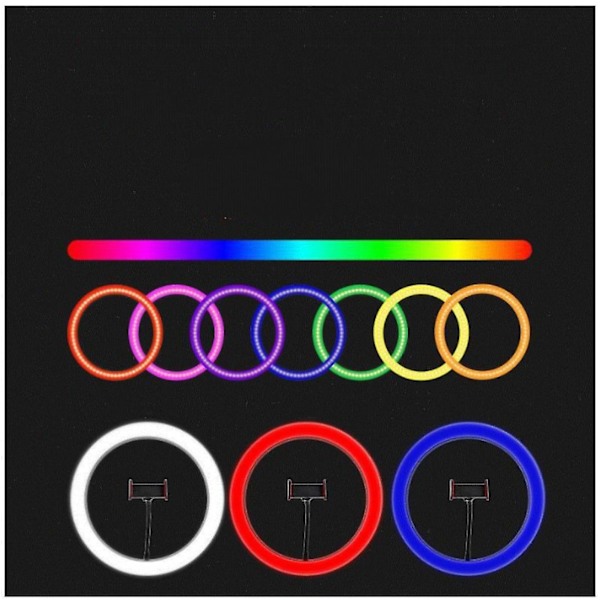 10 tommers Fill Light Set Rgb Light Desktop Stand Selfie Ring Light Led Sju Farger Beauty Fill Light (FMY)