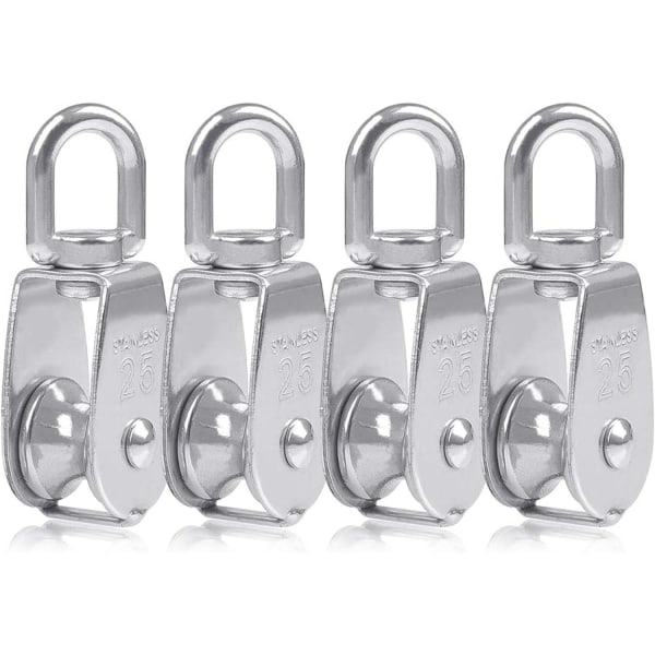 4 st 25 mm silver 304 rostfritt stål en-delad block, en-delad