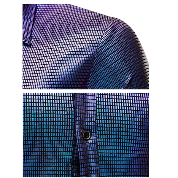 Miesten Paillettipaita Pitkähihainen Paita Juhliin Yökerhoon Tummansininen 4XL dark blue