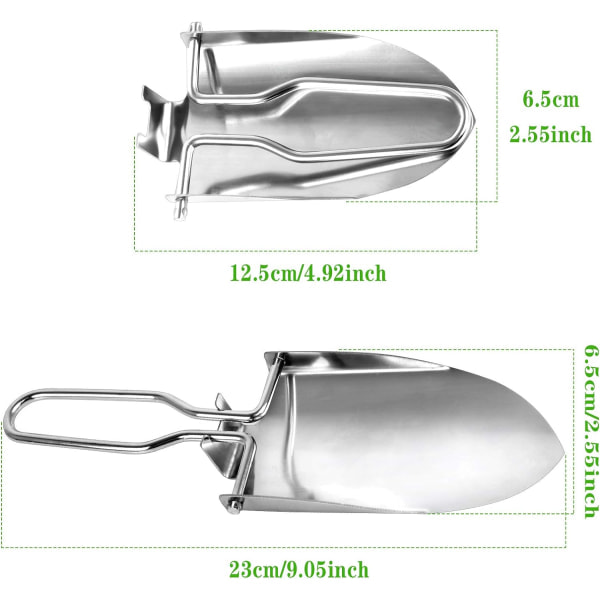 Fällbar spade, 2-pack trädgårdsredskap, trädgårdssko i rostfritt stål