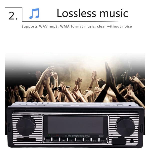 Vintage Bluetooth bilstereo MP3-afspiller lyd FM Aux USB-modtagelse-FA-