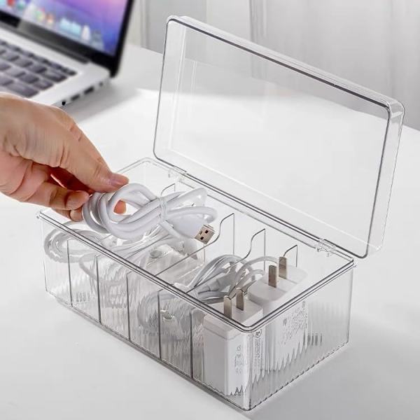 1 stk Klar Elektronikk Organizer Bokser, 6 Kapasitet Akryl Ladestasjons Organizer, Kabel Organizer Etui, Data Kabel Oppbevaringsboks for Hjemmet