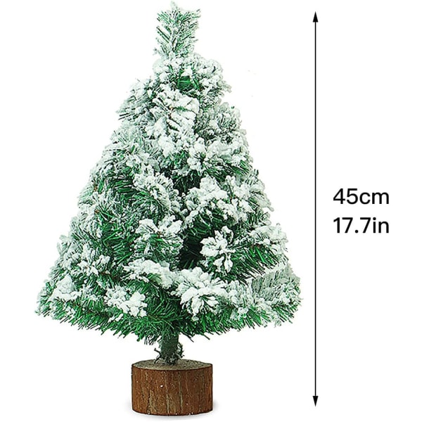 Snøfylt Kunstig Juletre med Trebase, Liten