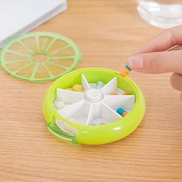 Pilleboks Vitaminer Medisin Tablett Organizer Etui Rund Medisinboks-FA-