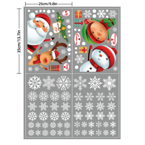 Jul Fönsterdekor Santa Claus Snowflake Stickers Vinter Väggdekor för barnrum Nyår Jul Fönsterdekorationer A01