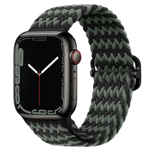 Apple Watch armband i flätad nylon 42/44/45 Mörkgrå 42/44/45 - Black+Green DarkGreen