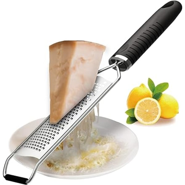 Manuel osteskærer & Citrus Zester Premium Classic Sharp Rustfrit stål Zester rivjern, perfekt til parmesan, hård ost, ingefær, chokolade, muskatnød og trøffel