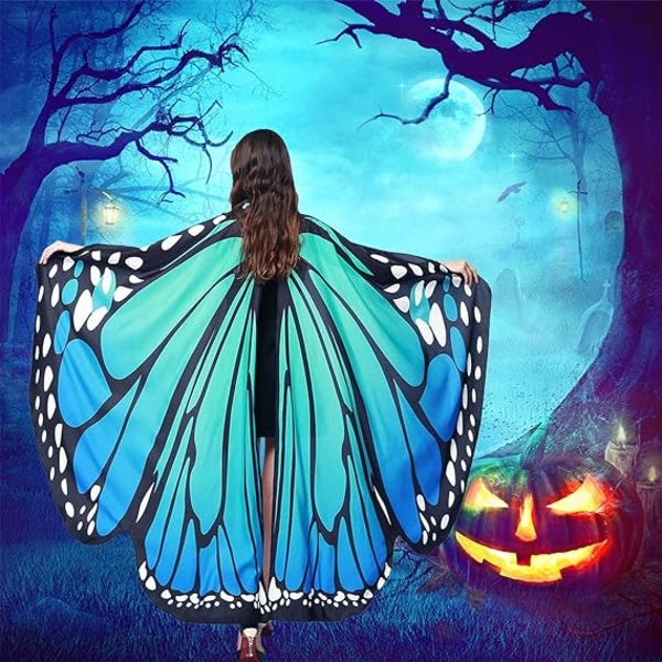 Fjärilsvingar sjal halloween mantel med drottning mask myra antenn