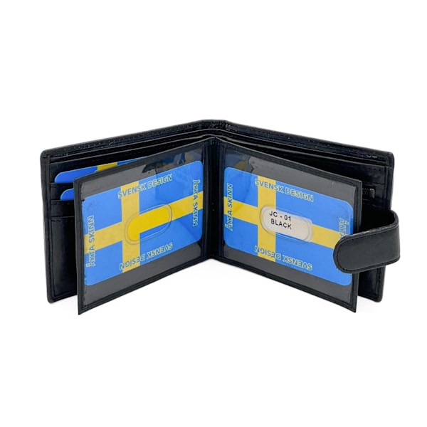 Plånbok i äkta läder, svensk passform Svart black one size