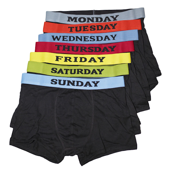 Herr Boxershorts med Veckodagar / Underkläder (7-pack) S Midja 30-32 tum (76-81 cm) Svart S Waist 30-32inch (76-81cm) Black
