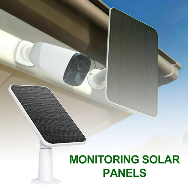 Solcellepanel 4W for Eufy Eufycam 2/2 Pro/2C/2C Pro/E Veggfeste med 9,8 fot strøm hvit hvit white 1pc