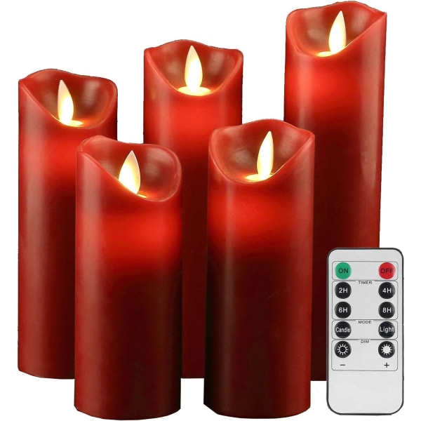 Batteriljus, 5,5\"/6\"/6,5\"/7\"/8\"Set med 5 Real Wax Not