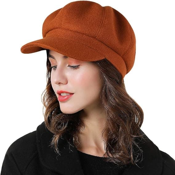 Dame Baret Newsboy Hat Fransk Uldkasket Klassisk Efterår Forår Vinter-FA-
