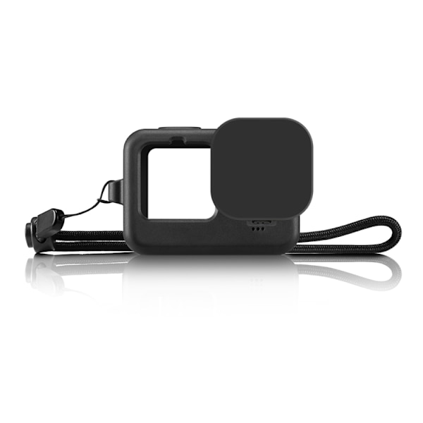 PULUZ Silikon Skyddande Fodral för GoPro HERO12 Black /11 Black /10 Black /9 Black med Handledsrem & Linslock Black 360