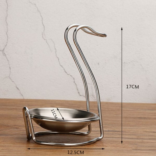 Soup Spoon Rest Holder Swan Shapes Stainless Steel Vertical