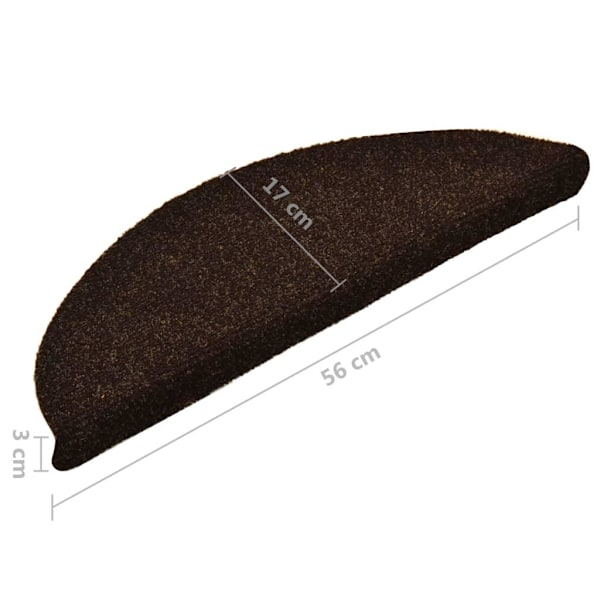 vidaXL Trappestegsmattor Selvhæftende 15 stk Brun 56x17x3 cm Broderi brown 2430