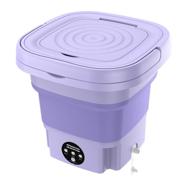 Foldbar Bærbar Vaskemaskine med Centrifuge 8L 220V Mini Automatisk Vask til Strømper Undertøj Lilla h