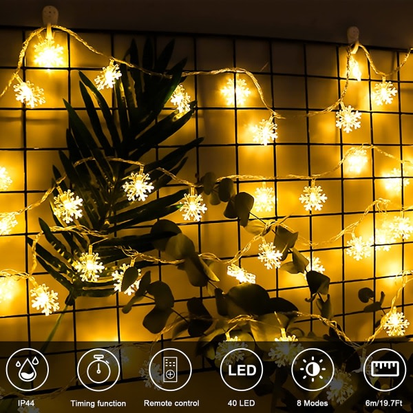 Keijuvalot, 6M 40LED Joulu Lumikide Valot USB ja Lepakko