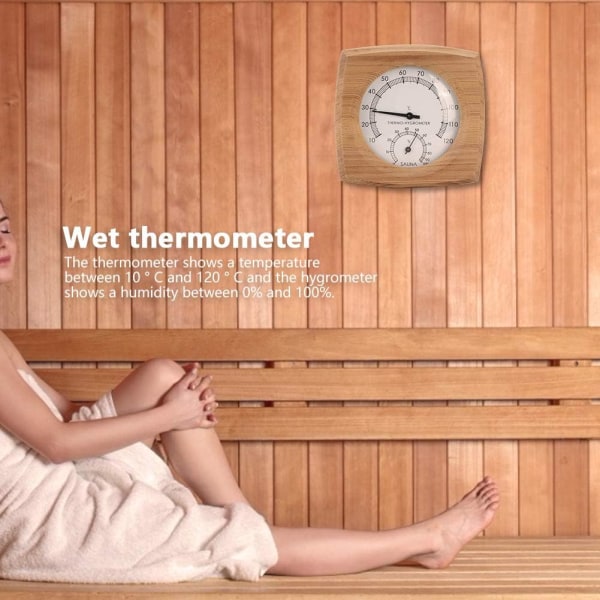 Termometer/hygrometer, indendørs træ 2-i-1 til sauna sauna