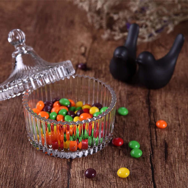 Glass Candy Sweet Jar Med Lokk Krystall Med Lokk Sukkerskål Liten