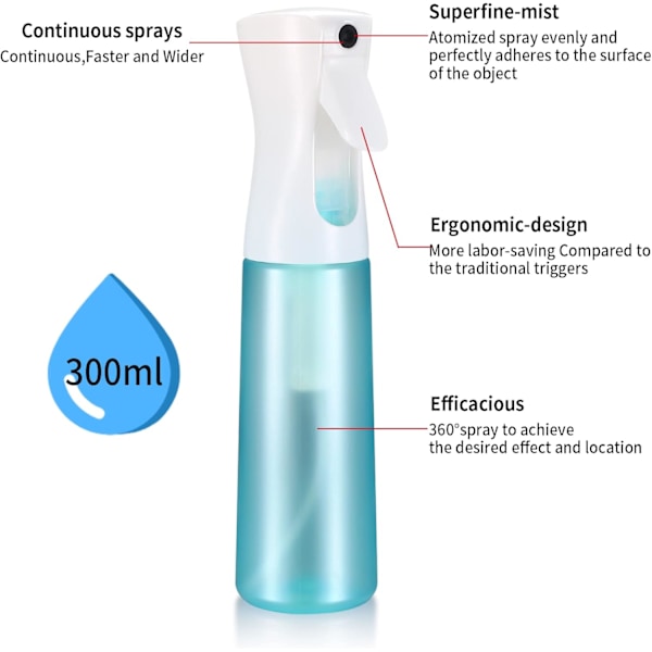 2 Hårsprayflasker 300ml Vandsprayflasker