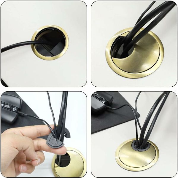 2-pack Noble 60mm kaapeliläpivienti - Kaapelireiän suoja työpöydille, työpöydille ja pöytätasoille Triomphe