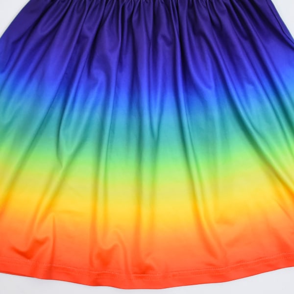 Flickor Långärmade Klänningar Barn Bomull Regnbåge Twirl Kläder 130cm
