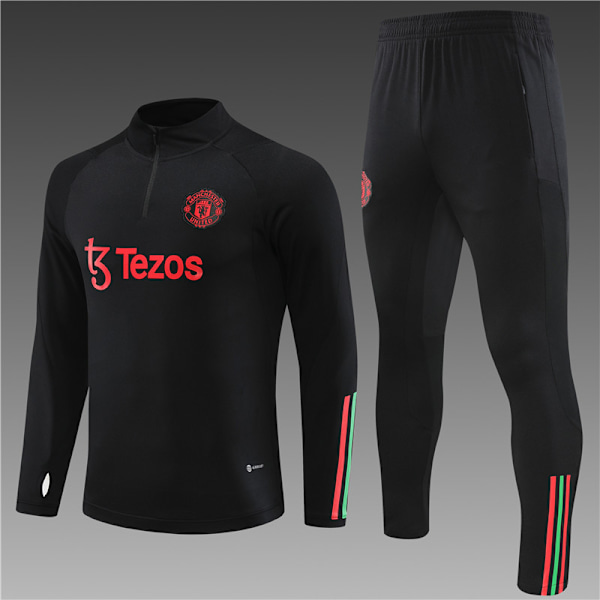 23-24 Ny sæson Manchester United Voksen/børnetrøje lang sæt sort black M