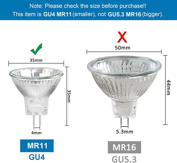 MR11 12V 20W Halogenlampor GU4 Dimbar, Varmvit 2700K, Halogenspotlight GU4 för skåp, landskapsbelysning, 8-pack-FA-