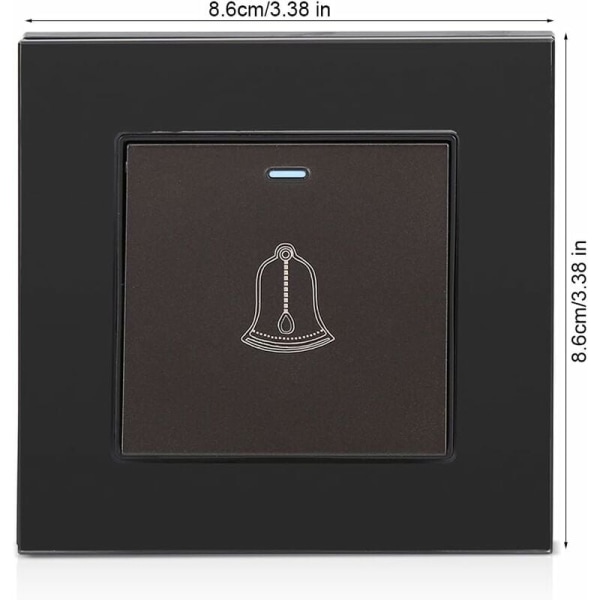 Utomhus dörrklocka knapp, 220~250V härdat glas panel dörrklocka