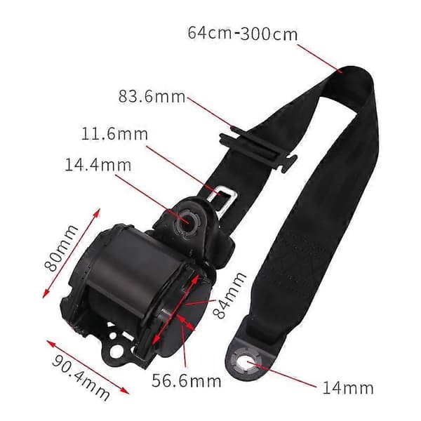 Universal 3-point seat belt with emergency locking -FA- Iron Bar Latch