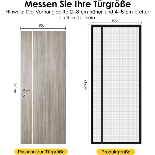 Magnetisk fönsterdörr Myggnät 90x210 för skjutdörr, entré, swing, roll-up, husvagn, balkong, husbil