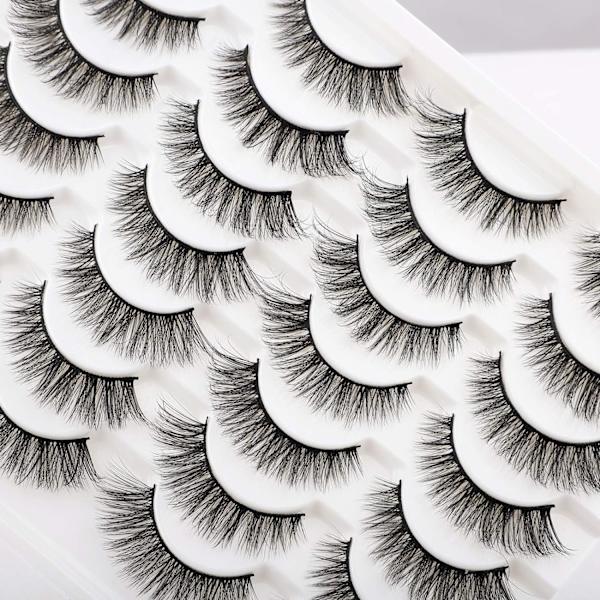Fransar Lösögonfransar Cat Eyes Wispy Naturliga Faux Mink Fransar 14 Par Pack Lätt Volym Korta Falska Ögonfransar Multipack